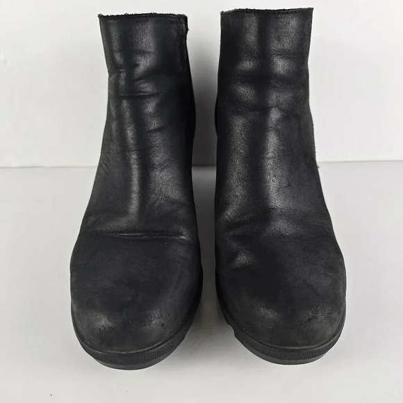 Sorel Women's Joan Of Arctic Black Leather Wedge Zip Bootie Waterproof Size 10 - Picture 3 of 16